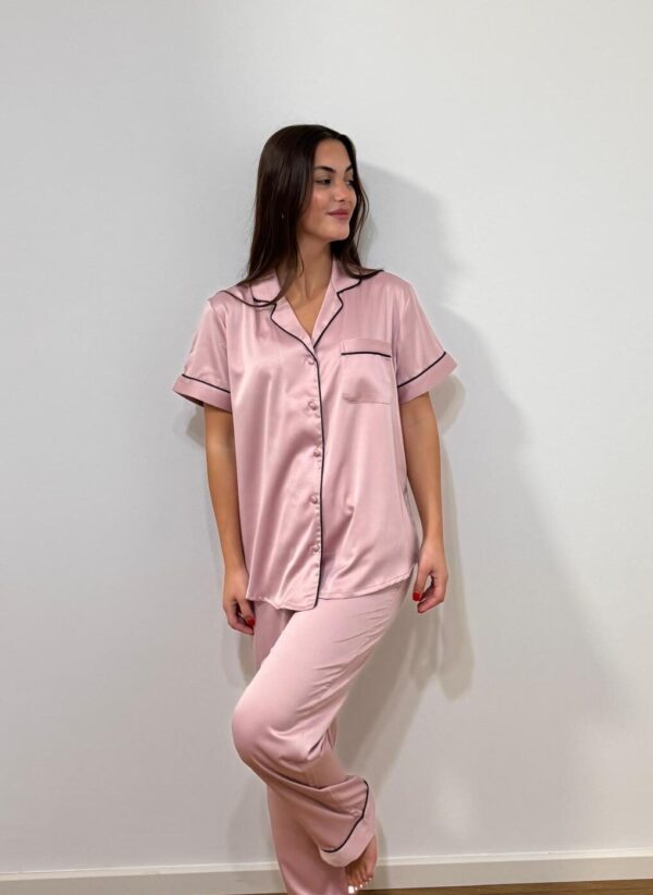 ⁦סט מכופתרת מכנס ארוך - חולצה קצרה⁩ – תמונה ⁦4⁩